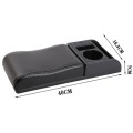 Car Multi-functional Dual USB Armrest Box Booster Pad, Carbon Fiber Leather Curved Type (Black White