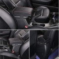 Car Multi-functional Dual USB Armrest Box Booster Pad, Carbon Fiber Leather Straight Type (Black Re
