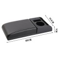 Car Multi-functional Dual USB Armrest Box Booster Pad, Carbon Fiber Leather Straight Type (Black Whi