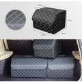 Car Trunk Foldable Storage Box, Checkered Middle Size: 40 x 32 x 30cm (Beige)