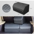 Car Trunk Foldable Storage Box, Checkered Large Size: 54 x 32 x 30cm (Beige)