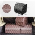 Car Trunk Foldable Storage Box, Rhombic Grid Small Size: 33 x 32 x 30cm (Coffee)