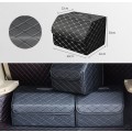 Car Trunk Foldable Storage Box, Rhombic Grid Middle Size: 40 x 32 x 30cm (Black)