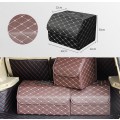 Car Trunk Foldable Storage Box, Rhombic Grid Middle Size: 40 x 32 x 30cm (Coffee)