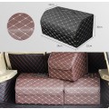 Car Trunk Foldable Storage Box, Rhombic Grid Large Size: 54 x 32 x 30cm (Coffee)