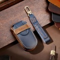 Hallmo Car Genuine Leather Key Protective Cover for Jeep Compass 4-button(Blue)