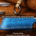 For Honda Car Cowhide Leather Key Protective Cover Key Case, Four Keys Version (Blue)