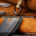 For PEUGEOT Car Cowhide Leather Key Protective Cover Key Case(Blue)