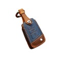 For Volkswagen Car Cowhide Leather Key Protective Cover Key Case, B Version(Blue)