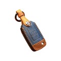 For Volkswagen Car Cowhide Leather Key Protective Cover Key Case, D Version(Blue)