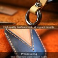 For BMW Old Style Car Cowhide Leather Key Protective Cover Key Case, Three Keys Version (Blue)