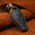 For Mercedes-Benz Old Style Car Cowhide Leather Key Protective Cover Key Case (Blue)