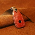 For Mercedes-Benz New Style Car Cowhide Leather Key Protective Cover Key Case (Red)