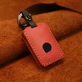 For Volvo Car Cowhide Leather Key Protective Cover Key Case (Red)