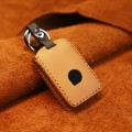 For Volvo Car Cowhide Leather Key Protective Cover Key Case (Brown)