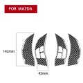 4 PCS Car Carbon Fiber Steering Wheel Decorative Sticker for Mazda RX8 2004-2008, Left and Right Dri