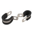 10 PCS Car Rubber Cushion Pipe Clamps Stainless Steel Clamps, Size: 9/8 inch (28mm)