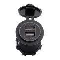 Universal Car Dual USB Charger Power Outlet Adapter 4.2A 5V IP66 with Aperture + 60cm Cable(Blue Lig