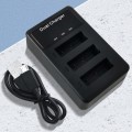 For Sony NP-BX1 LCD Display USB Triple Charger with USB Cable (Black)
