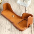 1/4 inch Thread PU Leather Camera Half Case Base for Sony ILCE-7RM4 / A7RM4 / A7R IV (Brown)