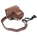 Full Body Camera PU Leather Case Bag with Strap for Canon EOS M6 Mark II (15-55mm Lens) (Coffee)