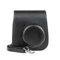 Solid Color Full Body Camera Leather Case Bag with Strap for FUJIFILM Instax mini 11 (Black)