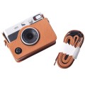 For FUJIFILM instax mini Evo Full Body Camera Genuine Leather Case Bag with Strap(Brown)
