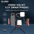YELANGU LW-B01A01 Vlogging Live Broadcast LED Selfie Light Mic Smartphone Video Rig Handles Stabiliz