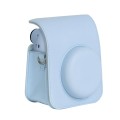 For FUJIFILM instax mini 12 Full Body Leather Case Camera Bag with Strap (Blue)