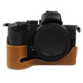 1/4 inch Thread PU Leather Camera Half Case Base for Nikon Z50(Brown)