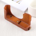 1/4 inch Thread PU Leather Camera Half Case Base for Leica DLUX TYP 109 (Brown)