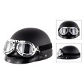 Soman Electromobile Motorcycle Half Face Helmet Retro Harley Helmet with Goggles(Matte Black)
