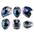 Soman SM-960 Motorcycle Electromobile Full Face Helmet Double Lens Protective Helmet(Blue with Blue