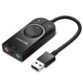 UGREEN CM109 USB to 3-ports 3.5mm Computer External Audio Card with Volume Adjustment Wheel, Length: