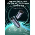 Baseus CCJD-0G Golden Contactor Pro 40W USB + Type-C Quick Charging Car Charger (Dark Grey)