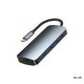 Remax RU-U5 5 In1 Multi-function Type-C / USB-C HUB Docking Station(Dark Grey)