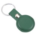 For AirTag Shockproof Anti-scratch Leather Protective Case Cover with Hang Loop Key Chain(Deep Green