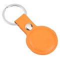 For AirTag Shockproof Anti-scratch Leather Protective Case Cover with Hang Loop Key Chain(Orange)