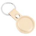 For AirTag Shockproof Anti-scratch Leather Protective Case Cover with Hang Loop Key Chain(Gold)