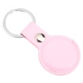 For AirTag Shockproof Anti-scratch Leather Protective Case Cover with Hang Loop Key Chain(Pink)