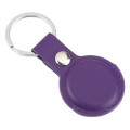 For AirTag Shockproof Anti-scratch Leather Protective Case Cover with Hang Loop Key Chain(Purple)