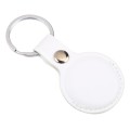 For AirTag Shockproof Anti-scratch Leather Protective Case Cover with Hang Loop Key Chain(White)