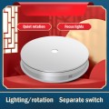 20cm Electric Rotating Turntable Display Stand LED Light Video Shooting Props Turntable, Power Plug: