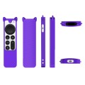 Cat Ears Shape Silicone Protective Case Cover For Apple TV 4K 4th Siri Remote Controller(Purple)