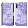 For Xiaomi Redmi 9A Sika Deer Embossing Pattern Horizontal Flip PU Leather Case with Holder & Card S