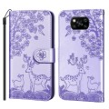 For Xiaomi Poco X3 Sika Deer Embossing Pattern Horizontal Flip PU Leather Case with Holder & Card Sl