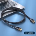 USAMS US-SJ530 U74 DP to HDMI 4K Glossy Aluminum Alloy HD Audio and Video Cable, Cable Length: 2m(Bl