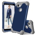 For Google Pixel 3 3 in 1 Shockproof PC + Silicone Protective Case(Navy Blue + Grey)