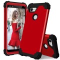 For Google Pixel 3 3 in 1 Shockproof PC + Silicone Protective Case(Red + Black)