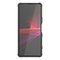 For Sony Xperia 1 III Tire Texture Shockproof TPU+PC Protective Case with Holder(Black)